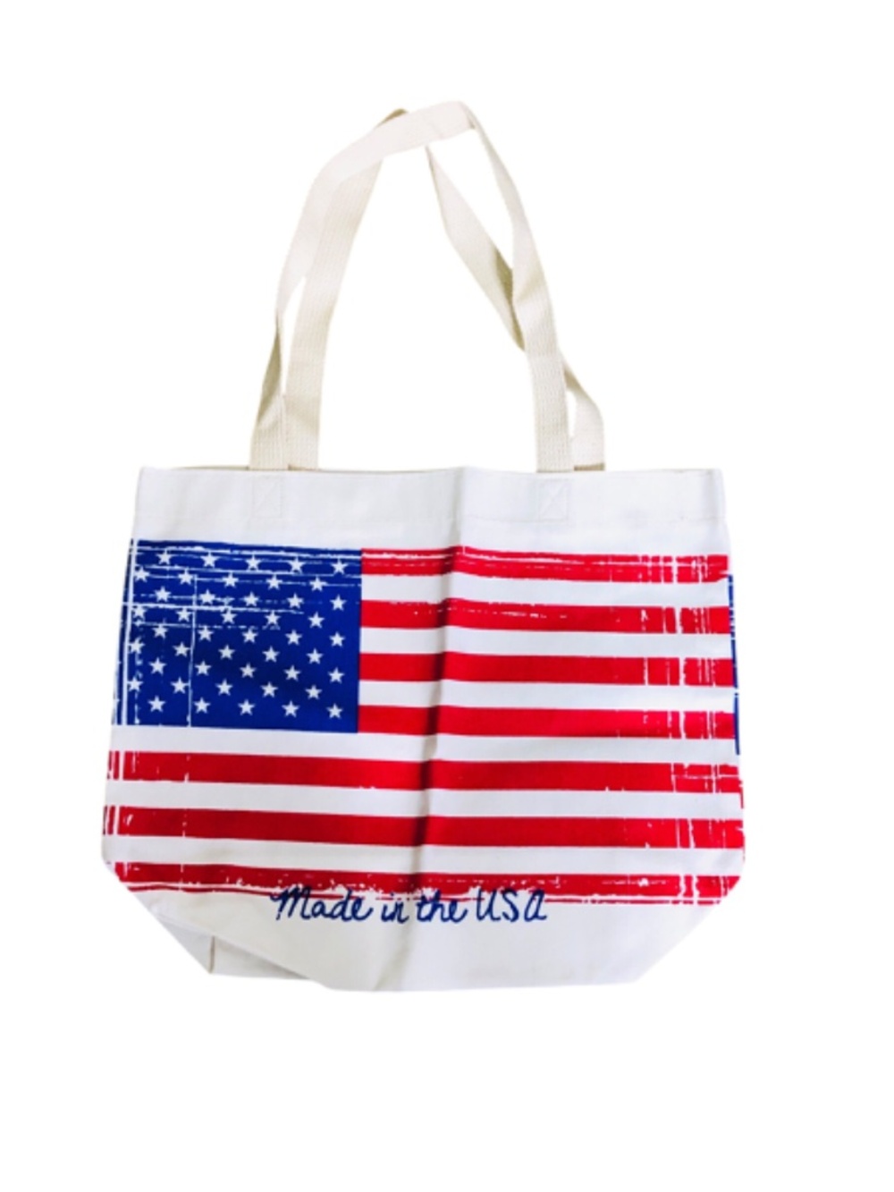 Made in USA American Flag Canvas Tote Bag Patriotic 4th of July Memorial Day WIP